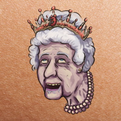 A respectful tattoo of The Queen