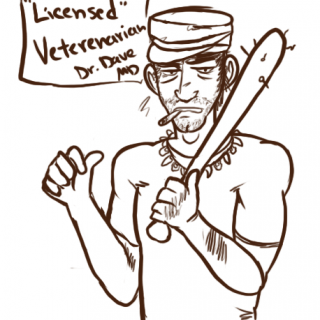 Licensed veterenarian Dr. Dave MD ~ art by Al