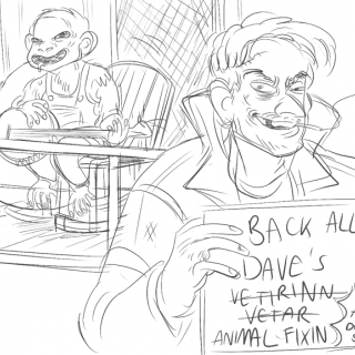 Back Alley Dave's Animal Fixin and teeth dealer ship ~ art by transatlanticalien