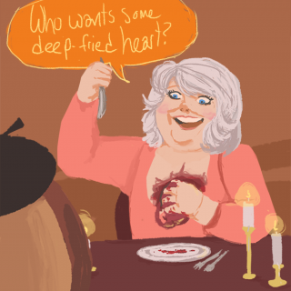 Who wants some deep-fried heart? ~ art by Positronic
