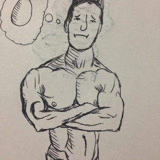 weightlifter thinking about eggs ~ art by eldritchhat