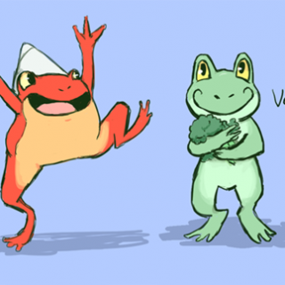 four types of frogs ~ art by Positronic