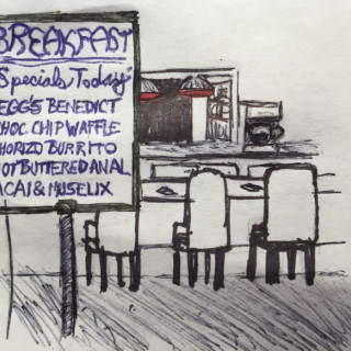 today's breakfast menu ~ art by Sherman Tank