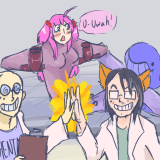 horny airplane engineers are proud of their success ~ art by Positronic