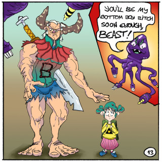 BEAST and geeky girl face off against the buttplug monster ~ art by Spooks