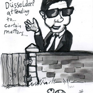 Roy Orbison is in Dusseldorf attending to certain matters ~ art by Adam Bozarth