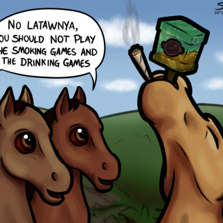 Latawnya plays a smoking game and a drinking game ~ art by Sauce
