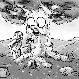 the tree says THANK YOU ~ art by Spooks