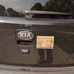 Paths duck magnet on the back of a car