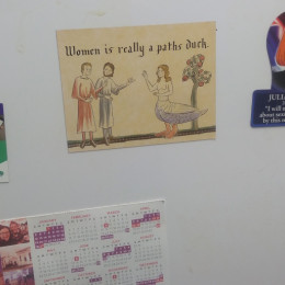 a paths duck magnet on a fridge, alongside other ones