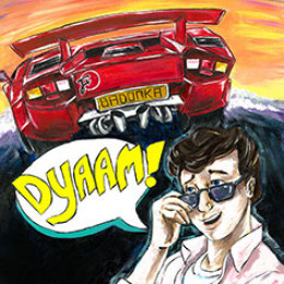 Painting of Corey Haim appreciated a sexy car