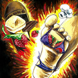 Painting of a foot in a bikini