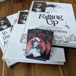 It's Time For Poetry stickers on 3 different Shel Silverstein books